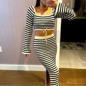 ASOS Striped Black and White Knit skirt & top set